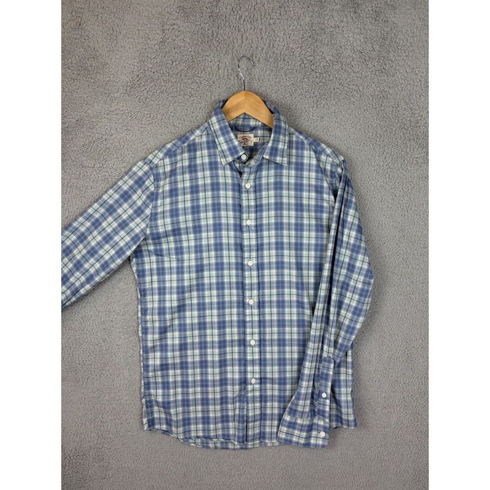 Faherty Shirt Mens Small Blue Plaid Long Sleeve Button Stretch Casual Preppy Men